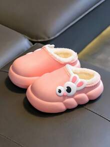 Kids Plush Slippers Autumn/Winter New Style, Children's Cute 3D Dog Design Soft Plush Indoor Home Slippers, Warm Thick Comfortable Sole, Non-Slip Soft Sole, Warm Winter Indoor House Shoes For Boys & Girls, Lightweight Cozy Baby Footwear - Pink - View 3
