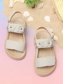 1 Pair Baby Girls' Flat Sandals, Minimalist, Lightweight, Fashionable, Casual, Open-Toe - Beige - View 6