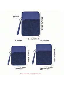 1pc Polyester Material Pink Lightweight Zipper Large Capacity Multi-Layer Electronic Notebook With Padded Travel Protective Case, Suitable For 8"/11"/12.9" Tablets - Navy Blue - View 3