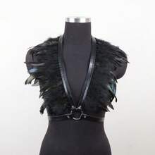 1 PC Carnival Costume/Showgirl Outfit/ Stage Show Costume/ Rave Outfit/ Las Vegas Showgirl Costume Carnival Faux Feather Shawl Cape For Party Masquerade - Blue - View 3