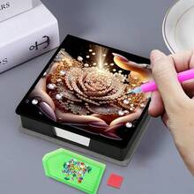 Bộ tranh đính kim cương 5D - Sổ tay/Hộp ghi nhớ họa tiết Mandala 9 ô - Quà tặng thủ công độc đáo, Bộ tranh đính kim cương, Hình tròn bất đối xứng, Quà tặng thủ công độc đáo cho bàn làm việc văn phòng và nhà - Nhiều màu - Xem 10