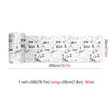 OUTANA 1 Roll 78.7 Inch Vinyl Tile Sticker Self-Adhesive PVC Wall Decal Wallpaper Floral, Wave, Animal Pattern, Removable Wall Decor For Bathroom, Dorm, Living Room, Bedroom, Kitchen, TV Background, Office, Width 10/15/20/30cm