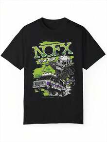 Camiseta Casual de Verano para Hombre, Cuello Redondo, Poliéster, Impresión de Retrato, Lavable a Máquina - Negro - Ver 6