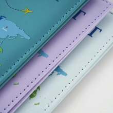 1pc Travel Passport Holder With World Map & Letter Pattern, Matte PU Material, Cross-Border Document Organizer, Holiday Accessory, Summer/Christmas Vacation Travel Passport Wallet ,Travel Essential Bag - Multicolor - View 2