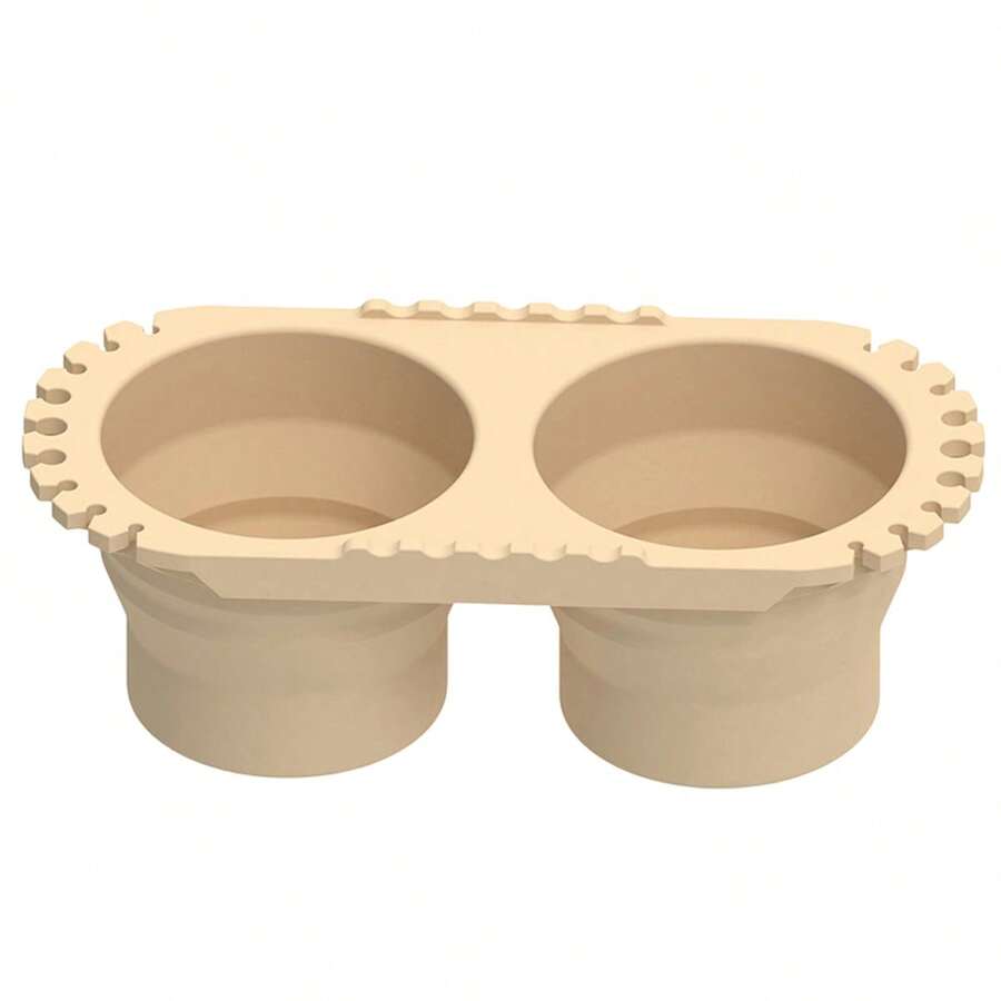 22.3cmx7.6cm Copa limpiadora de pinceles copa plegable de silicona con doble compartimento y soporte para pinceles, adecuada para acrílicos, acuarelas y todo tipo de materiales artísticos - Beis - Ver 1