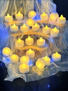 6/12/24支装闪烁无焰蜡烛，电池供电，带定时器和遥控器，适用于圣诞节、万圣节、情人节、求婚、婚礼、餐桌、派对、节日氛围照明等场合的中心装饰。 - 小茶蠟款 - 查看 3