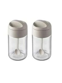 3pcs/2pcs/1pc 250ml Simple & Stylish Kitchen Glass Seasoning Jar, Multifunctional 1.5g/0.053oz Salt Spoon Spice Storage Jar, Waterproof & Moisture-Proof, Durable, Easy To Clean, Christmas Gift