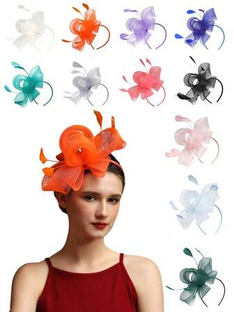 1pc Women's Kentucky Derby Fascinators Tea Party Hat Mesh Feather Hair Clip Fascinator Headwear For Wedding Cocktail