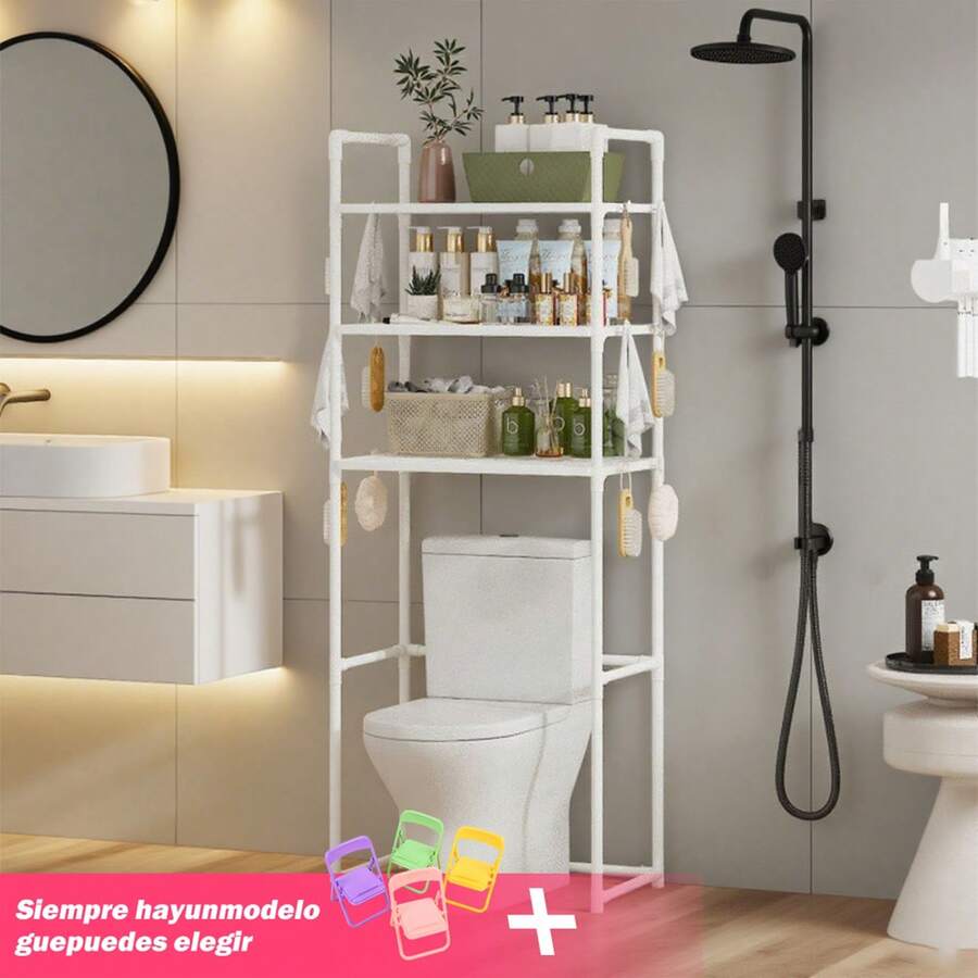 LÈRFM 3 Tier Bathroom Storage Shelf Free Standing Toilet Floor Standing - White - View 1