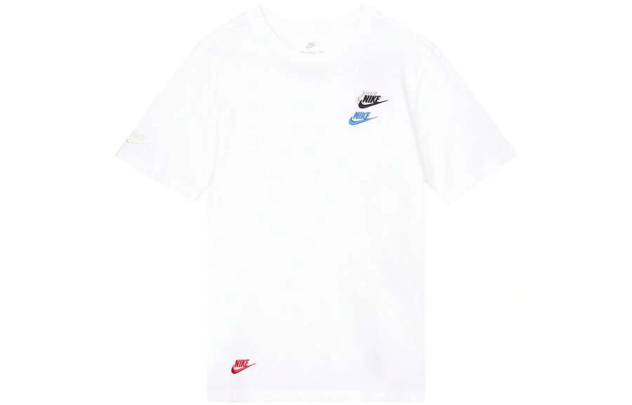 Áo thun ngắn tay cổ tròn thoáng khí, in logo thêu Nike Sportswear. - trắng - Xem 1