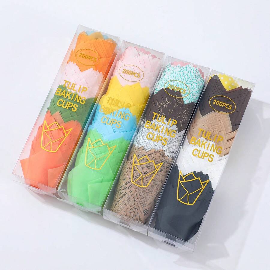 LIFETALK 200PCS Tulip Paper Baking Cups Dessert Cup Set - Multicolor - View 1