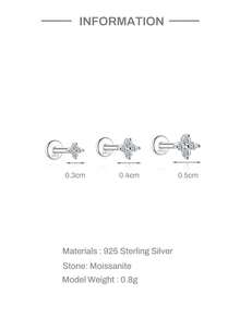 EleRunis 1PC 0.2ct Moissanite Diamond 925 Sterling Silver Flower Marquise Star Asymmetric 18K Gold Plated Flat Back Cartilage Helix Threaded Piercing Hoop Earring Fine Jewelry For Daily Wear Wedding Party Engagement Anniversary Valentine's Day - Silver - View 23