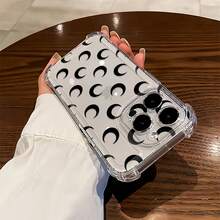 Funda para teléfono con diseño de media luna negra, compatible con iPhone 16, 15, 14 Pro Max, 13, 12, 11, XR y XS Plus. Fabricada en silicona TPU, ofrece protección contra golpes y caídas, además de una excelente sensación al tacto. Es el regalo ideal para familiares, amigos y seres queridos. - transparente - Ver 4