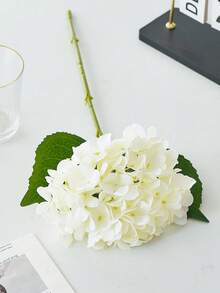 1支白色仿真绣球花，人造花束，仿真丝花摆件，可作餐桌中心装饰，带茎丝质绣球花，适用于家居、婚礼、派对装饰 - 白色 - 查看 10