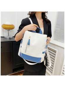 Women's Fashion PU Portable Backpack Bag, Anti-Theft And Waterproof - 藍色 - 查看 9