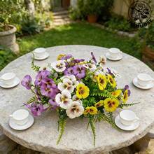 JHSHUDSE 9pcs Artificial Pansy Flowers For Home Decor, With Leaves - Realistic Plastic Fake Pansy Flowers, Fade-Resistant Lifelike Flowers For Outdoor Indoor Front Door Garden Porch Window Balcony Home Decor (Container Not Included) - 9 Mixed Colors - View 8