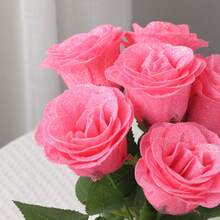 1PC Glittery Artificial Single Rose Stem (38cm) - Multi-Color Design With Bendable Stem For Floral & Gifting Decoration - Multicolor - View 7