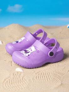 1 Pair Spring/Summer Comfortable Fashion Casual Lightweight Bear Print Soft Versatile Beach Foot Protection Clogs - Purple - View 4