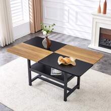 Rectangular Dining Table In Industrial Design, 160x90x76 Cm, For 4-6 People, Brown/Black, With Multifunctional Storage Shelf, For Living Room, Kitchen & Dining Area. - 黑色 - 查看 11