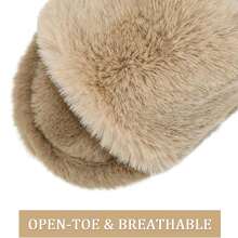 Rosoz Women's Soft Pl 11ush Fuzzy Slippers Memory Foam Anti-Skidsssss Sole House Bedroom Shoes Indoor Outdoor Open Toe FSandssals,Brown1112Women910Men - 棕色1112女910男 - 查看 7