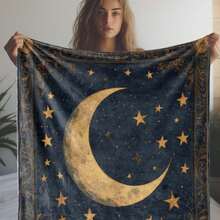Retro Moon, Star And Sun Printed Blanket,Super Soft Flannel Printed  Blanket,As Birthday Gifts, Family, Wedding, Souvenir Blankets, Polyester Blankets Suitable For All Seasons, Washable, Machine Washable, Lightweight, Breathable, Comfortable, Warm, Unique, 280gsm For Him, Her Personalized Ideal Gifts For Her, Him, Family, Boyfriend, Girlfriend, Father, Family, Mother, Lover, Daughter, Son, Grandfather, Grandmother, Teacher,Doctor, Nurse,Friend, Classmate, Pet. Perfect Nap, Camping, Travel, Home, Daily Life, Office Decoration, Birthday, Anniversary, Valentine's Day, Thanksgiving, Graduation Season,Christmas, Halloween, Mother's Day, Father's Day, Wedding, New Year Gifts ,Sofa,Bed,Car,Bedroom,Living Room,Office,  Outdoor Camping, Beach,Wall Decoration - 多色12 - 查看 4