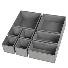 Timotech Paquete de 8 Organizadores de Cajones Plegables Cajas Organizadoras de Tela Organizadores Plegables de Armario y Divisores de Almacenamiento para Ropa Calcetines Bufandas Corbatas - Gris - Ver 1