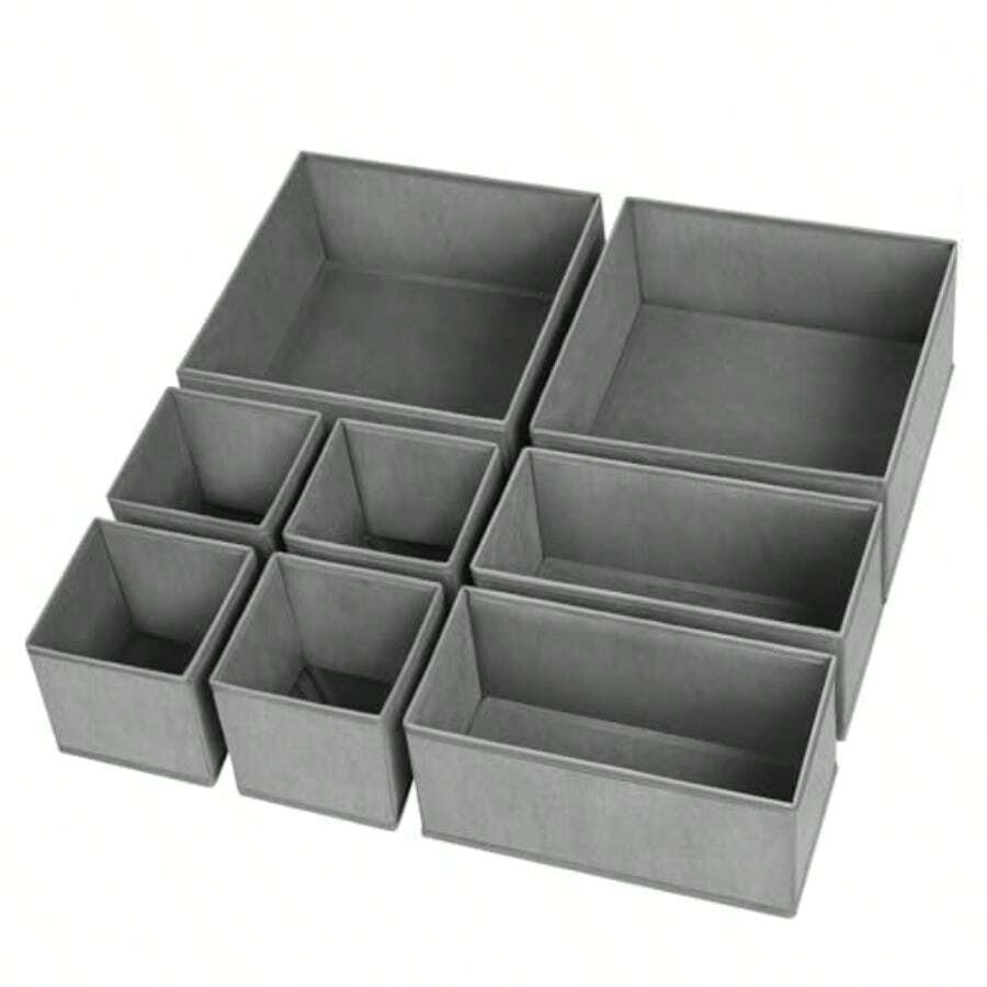 Timotech Paquete de 8 Organizadores de Cajones Plegables Cajas Organizadoras de Tela Organizadores Plegables de Armario y Divisores de Almacenamiento para Ropa Calcetines Bufandas Corbatas - Gris - Ver 1