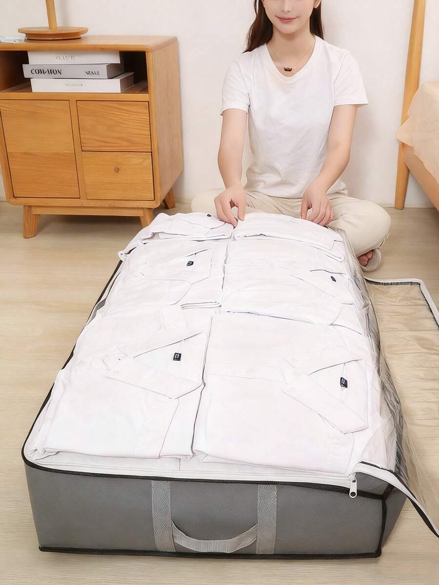 大容量无纺布收纳袋，可折叠床底收纳袋，适用于衣物、被子、枕头等，节省空间的整理收纳袋