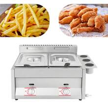 WOBENFOG Dual Tank 6L Gas Deep Fryer Commercial, Stainless Steel Two-Basket Restaurant Fry Station With Independent Temperature Control - Silver - View 11