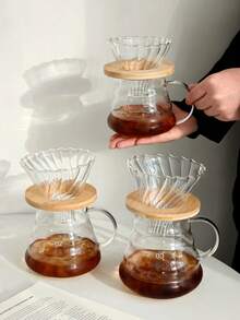1个日式ins风手冲咖啡分享壶，耐热玻璃云朵咖啡壶，适用于家庭、办公室、公司、咖啡馆、客厅，附赠滤纸 - 彩色 - 查看 5