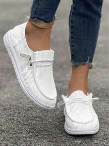 [The Shoes Run Large, Please Order One Size Smaller]A Pair Of White Loafers Suitable For Teenagers, Suitable For Both Men And Women, Anti-Skid And Wear-Resistant - 白色D2- - 查看 4
