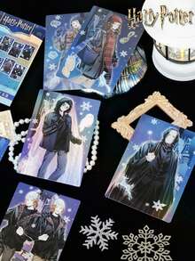 Harry Potter 哈利波特雪夜系列明信片，盲盒套装 - 德拉科、赫敏、罗恩和哈利卡片，贺卡，生日派对礼物和收藏品 - 彩色 - 查看 1