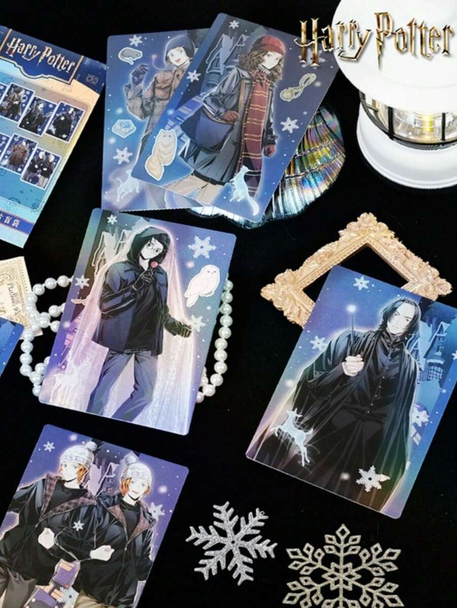 Harry Potter 哈利波特雪夜系列明信片，盲盒套装 - 德拉科、赫敏、罗恩和哈利卡片，贺卡，生日派对礼物和收藏品 - 彩色 - 查看 1