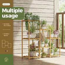 Bamboo Plant Stand Indoor Boho Plant Shelf Tiered Plant Rack For Multiple Plants 3 Tiers 7 Pots Ladder Plant Holder Plant Table For Plant Pots Home Dr For Gardening Gifts Nature Color,37148572 - 棕色 - 查看 5