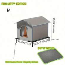 Casa para Gato ao Ar Livre Fechada a 7cm do Solo, Abrigo para Gato Quente e à Prova d'Água para as 4 Estações, Tenda com Espaço Amplo, Fácil Montagem, Adequada para Cama de Estimação Interna e Externa - Multicolorido - Visão 15