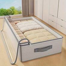 Túi đựng đồ cạnh giường, túi đựng đồ trong tủ quần áo kiểu ngăn kéo, túi đựng chăn ga gối đệm bằng vải, túi đựng đồ phẳng, chống bụi, chống ẩm, dày dặn, có khóa kéo, có thể gấp gọn, thích hợp để đựng chăn ga gối đệm vào mùa đông, thu và hè, đựng quần áo dưới gầm giường, vật dụng thiết yếu cho mùa thu, tiết kiệm không gian. - Nhiều màu - Xem 1