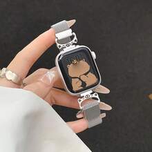 卡通设计不锈钢米兰尼斯表带，磁吸式表扣，适用于 38mm、40mm、41mm、42mm、44mm、45mm、46mm 和 49mm，兼容 Series 11、10、9、8、7、6、4、3、2、1、SE 和 Ultra，优雅时尚，银色星空款。 - 彩色 - 查看 12