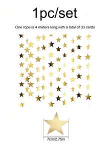 4米金色闪亮星星悬挂装饰 - 生日派对、蓝金银玫瑰金室内外装饰、返校季、情人节、音乐节、感恩节、母亲节、婚礼、斋月装饰