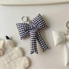 1pc Sweet Girl Blue & Pink Plaid Bow Keychain, Korean Ins Style Delicate & Elegant Bag Charm, Versatile Accessory For Keys/Backpacks - Multicolor - View 11