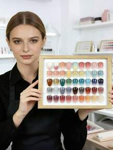 1个木制指甲油展示架，美甲艺术展览架，指甲油和凝胶指甲油展示板 - 彩色 - 查看 1