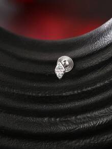 1PC Moissanite 925 Sterling Silver Marquise Flat Back Cartilage Helix Piercing Ear Cuff Earring Pierced Ear Cartilage Clip On Wrap Hoop Filled For Women Wedding Bridal Jewelry - White Gold - View 2