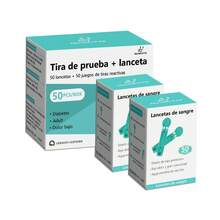 50 tiras reactivas y 50 lancetas para medidores de glucosa en sangre, aptas tanto para unidades mg/dL como mmol/L. - verde menta - Ver 8
