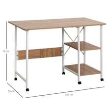 Folding Table, Mobile Desk On Casters, Side Table, MDF, Natural, 107 X 55 X 76 Cm - Apricot - View 2