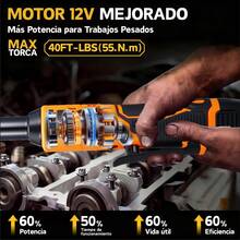 Pistola De Impacto Inalámbrico Llave De Trinquete Eléctrica con 2 Baterías - Naranja - Ver 4