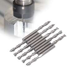 10Pcs Milling Cutter End Mill High Speed Steel 1/8in Tool Set Kit for Plastic Wood - Plateado - Ver 4