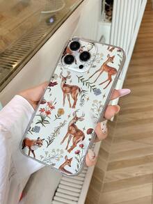1 pièce Étui de téléphone TPU épais et transparent anti-chute avec peinture UV, avec des designs floraux, animaux et de cerfs, compatible avec 17/17 Air/17 Pro/17 Pro Max, 16/16 Plus/16 Pro/16 Pro Max, 15/15 Plus/15 Pro/15 Pro Max, Galaxy S25 Ultra, S24 Ultra, S22, S21 Ultra, S21 FE 5G, S23, S23+, S23 Ultra, S24 Série. Fournit une protection de l'objectif et peut être utilisé comme un couvercle de protection, convient comme cadeau pour le Nouvel An, Noël, Halloween ou la Saint-Valentin. - Multicolore - Voir 1