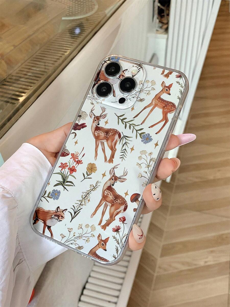 1 pièce Étui de téléphone TPU épais et transparent anti-chute avec peinture UV, avec des designs floraux, animaux et de cerfs, compatible avec 17/17 Air/17 Pro/17 Pro Max, 16/16 Plus/16 Pro/16 Pro Max, 15/15 Plus/15 Pro/15 Pro Max, Galaxy S25 Ultra, S24 Ultra, S22, S21 Ultra, S21 FE 5G, S23, S23+, S23 Ultra, S24 Série. Fournit une protection de l'objectif et peut être utilisé comme un couvercle de protection, convient comme cadeau pour le Nouvel An, Noël, Halloween ou la Saint-Valentin. - Multicolore - Voir 1