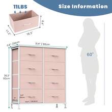 OLIXIS Dresser For Bedroom, Dressers & Chests Of Drawers Dresser Organizer, Wood Top Table Furniture With 8 Fabric Storage Tower Unit, Chest Of Drawers For Closet, Living Room, Hallway, Porch - 粉色 - 查看 4