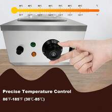 Calentador de alimentos comercial, máquina para templar chocolate con 2 tanques y tapa, crisol eléctrico de acero inoxidable para queso y chocolate, 800 W - Plateado - Ver 4
