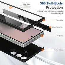 VIETAO Capa de telefone dobrável à prova de choque com cobertura total, com protetor de tela de vidro temperado, suporte para carregamento sem fio magnético, compatível com Samsung Galaxy Z Fold 7 6 5 4, capa de telefone de corpo inteiro, presente de negócios - Preto - Visão 2
